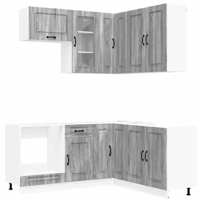 Immagine prodotto di vidaXL Modulo cucina KALMAR, 8 pezzi, grigio Sonoma, impiallacciatura di legno