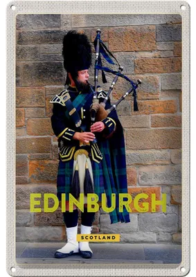 Produktbild von Blechschild Reise 20x30cm Edinburgh Scotland Dudelsack Mann