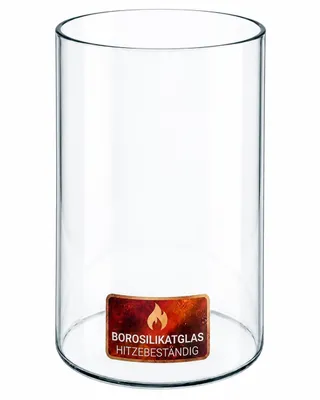 Produktbild von Glaszylinder für Bioethanol Tischkamin – Feuerfestes Borosilikatglas, 14 x 22 cm, Passend für runde Tischkamine, Hitzebeständige Glasröhre, Hochwertig