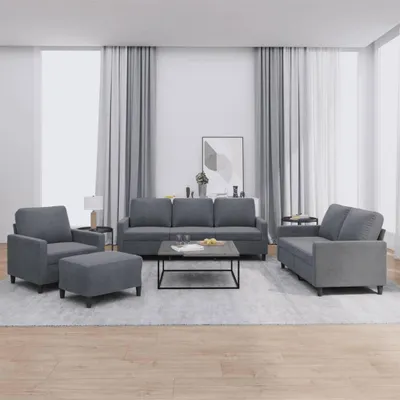 Produktbild von vidaXL 4-tlg. Sofagarnitur mit Kissen Dunkelgrau Samt