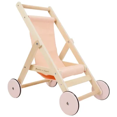 Produktbild von Bandits & Angels Puppenbuggy Lovely Salmon aus Holz – ab 2 Jahren – Puppenwagen aus Holz – für Puppen bis 50 cm – Puppenwagen Lachsrosa – Puppenbuggy