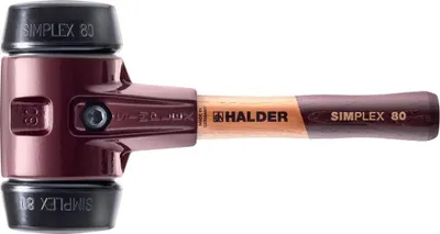 Produktbild von HALDER SIMPLEX Hammer Gefüllter Gummi mit Tempergussgehäuse und Holzstiel - D=80 mm - Extra kurzer Stiel - 3002.082