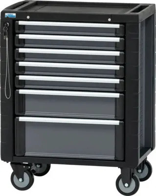 Produktbild von Werkstattwagen Küpper 72,5 x 93 x 46,5 cm grau, 7 Schubladen befüllt