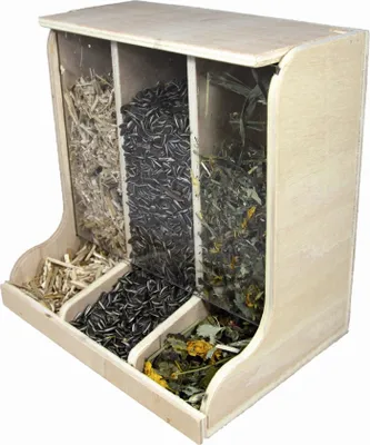Produktbild von Elmato 10474 Futterstation Futterbar mit Plexiglas 3-fach Silo, 20x15x17cm