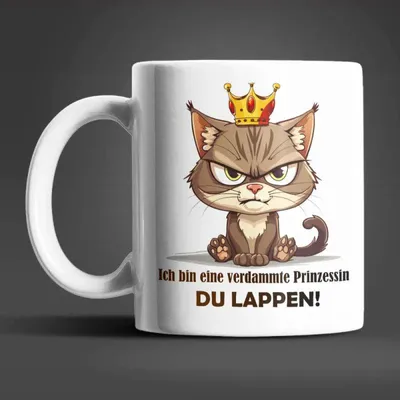 Produktbild von Katze Prinzessin witzige lustige Keramik Kaffeetasse Teetasse Tasse Geschenke