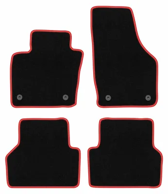 Productafbeelding van Velours automatten voor Audi Q3 I 8U 2011-2018 (SUV) – 4-delig, zwart/rood, op maat – Wielganizator CARLUX
