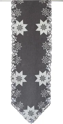 Produktbild von Tischläufer MALIA Sterne Stick Weihnachten Polyester grau 45 x 140 cm