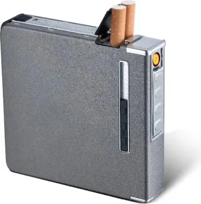 Image de Etui à cigarettes avec briquet électronique |boîte à cigarettes |distributeur de cigarettes| Super comme cadeau| Couleur noir