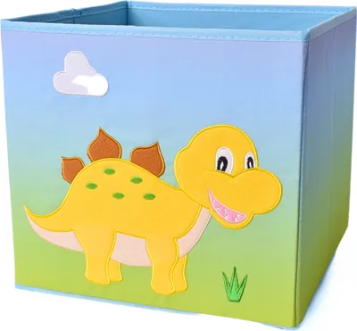 Produktbild von Faltbox Dino gelb Aufbewahrungsbox Regalkorb Stoff Korb Spielzeugkiste 28x28 cm