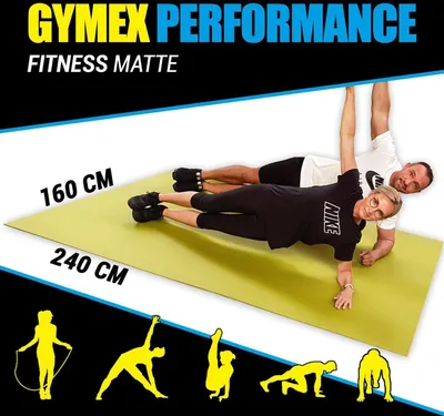 Produktbild von GYMEX Performance Fitness-Matte XXL, extra groß, rollbar, für Yoga, Sport & Fitness 240x160cm Blau