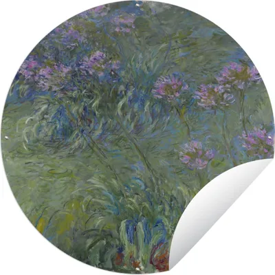 Produktbild von MuchoWow® Gartenposter Outdoor-Poster Rund Agapanthus - Gemälde von Claude Monet Ø 150 cm Gartendeko Rundes Poster draußen
