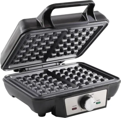 Produktbild von Tristar Waffeleisen schwarz 1000W PFAS-frei - Waffelmaker Edelstahl