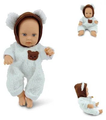 Produktbild von Moni Kinderpuppe Bear und Baby 30 cm Kuscheltier, Schnuller, beweglicher Körper weiß