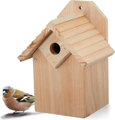 Productafbeelding van Famanu vogelhuis, hangend - onbehandeld hout, vliegopening van 28 mm, 25x19x16 cm, natuurlijke uitstraling