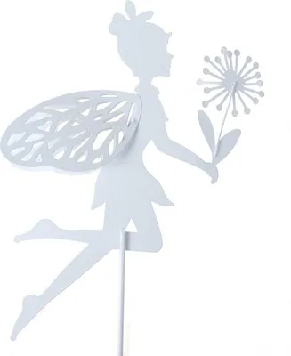 Produktbild von Stecker Elfe Fee Pusteblume Metall L60cm rost oder weiß Garten Deko Pick Stab, Farbe:weiß