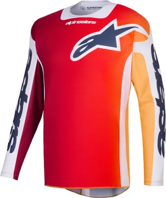 Zdjęcie produktu dla koszulka RACER PORTL, ALPINESTARS (czerwona/pomarańczowa/jasnoszara, rozmiar XL)