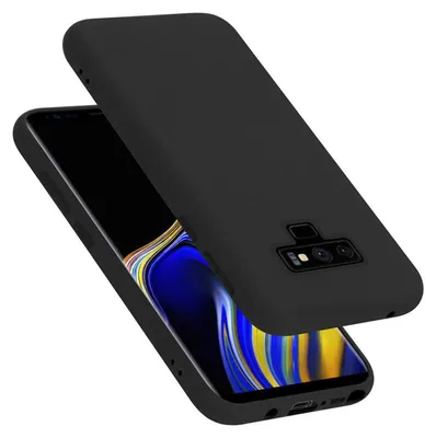 A black phone case is shown on a white background, partially covering a smartphone.