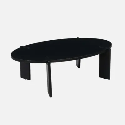 Produktbild von sweeek - Ovaler Couchtisch aus Massivholz 120 cm - Schwarz