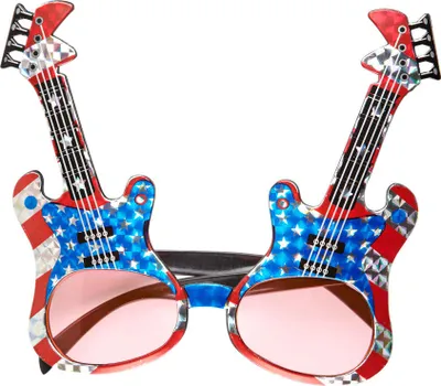 Produktbild von Brille Rockgitarre Amerika blau-weiß-rot - Einheitsgröße