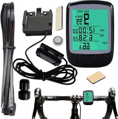 Immagine prodotto di Contachilometri per bicicletta - Misuratore di velocità per bicicletta - Registrazione dei dati della bicicletta - Alta precisione, cablato - Display LCD - Con retroilluminazione