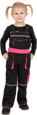 Produktbild von Nizo B Gr. 98 KINDERLATZHOSE IN SCHWARZ PINK Mädchenhose Jungenhose Jungen Gartenhose Freizeithose Latzhose Kinder Arbeitshose Kinderhose MÄDCHEN Hose