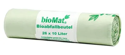 Produktbild von "bioMat" Kompostbeutel auf Stärkebasis 10 l 50 cm x 42 cm mit Tragegriff, 14 my