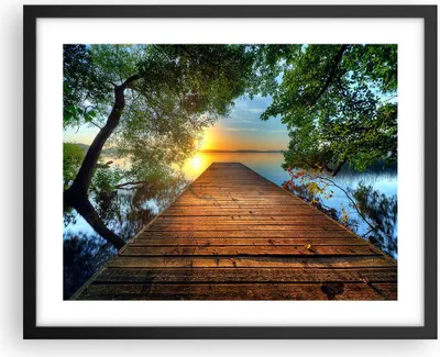 Produktbild von Gerahmtes Poster - Schwarzer Rahmen - Brücke See - 50x40 cm - Wand Bild - Wanddeko - Wandbilder - Kunstposter - Wandposter - Bilderrahmen - Bilder - Kunstdruck - Wandbild - P2BAA50x40-3528