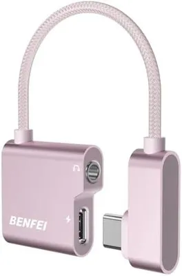 Produktbild von BENFEI 2in1 USB C auf Audio Klinke Adapter und PD 60W Schnellladung, USB C auf 3.5mm Aux Kopfhörer mit DAC-Chip für iPho