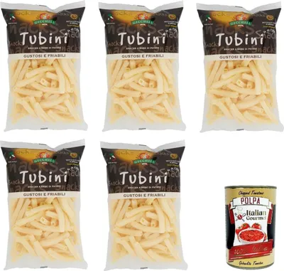 Produktbild von Gecchele Tubini -snack a base di Patate Snack auf Kartoffelbasis 5x 100gr + Italian Gourmet polpa 400g