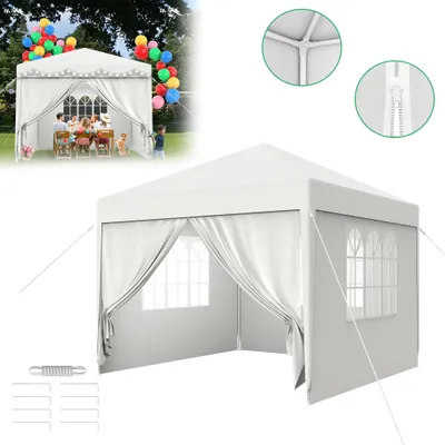 Obrázek produktu pro NAIZY Pavilon Vodotěsný - Párty stan zahradní pavilon s 8 bočními stěnami Kempinkový altán pro zahradu, párty, svatbu (3 x 3 m se 4 bočními stěnami, bílý)