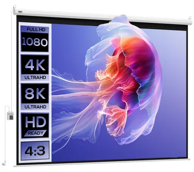 Produktbild von Beamer-Leinwand, inkl. Fernbedienung, 84 Zoll, 4:3 Format, 171x130 cm, Weiß