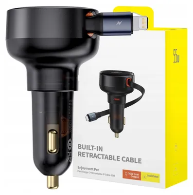 Produktbild von Baseus Enjoyment Pro USB-C/Lightning Autoladegerät 60W - Schwarz