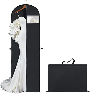 Image de Housse de protection pour vêtements, longue, en tissu respirant, 180 cm, avec fermeture éclair pour le rangement