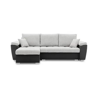 Produktbild von Ecksofa VEGAS 250/160 LINKS mit schlaffunktion und Bettkasten - L-förmig - Eckcouch in modernem Design - Hellgrau & Schwarz