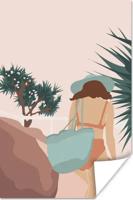 Produktbild von MuchoWow® Poster Sommer - Frau - Strand 120x180 cm - Kunstposter