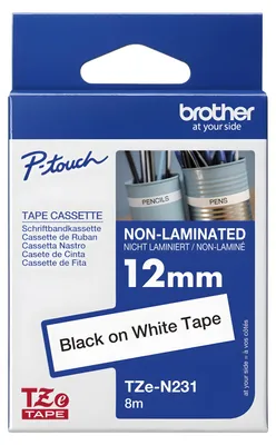 Produktbild von Brother TZe-N231 - Schwarz auf Weiß - Rolle (1,2 cm x 8 m) 1 Kassette(n) nicht-laminiertes Schriftband - für Brother PT-D600, H110, P-Touch PT-1005, 1010, D210, D400, D450, E550, H110, P900, P950