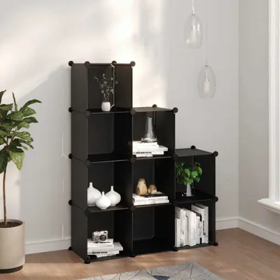 Image de The Living Store Système d'étagères avec 9 cubes Noir PP