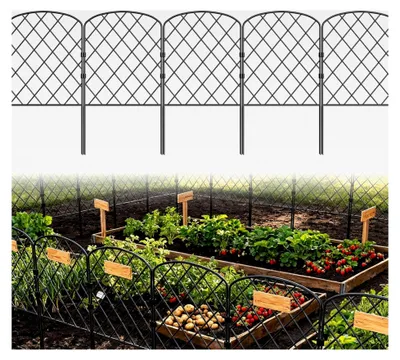 Produktbild von 25 Stück Dekorativer Gartenzaun aus Metall, Steckzaun für Garten und Beet, Modularer Tierzaun, 60 cm (H) x 32 cm (B), Gesamtlänge 8 m