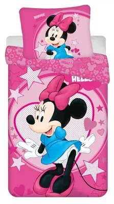 Obrázek produktu pro Dětské povlečení z mikrovlákna MINNIE HELLO růžové 70x90 + 140x200
