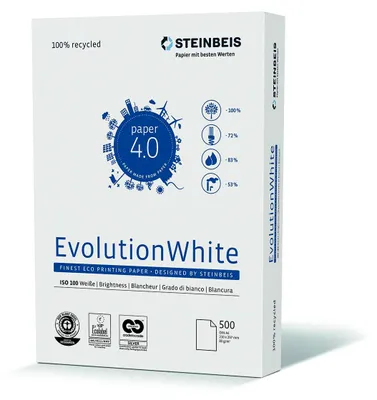 Produktbild von Steinbeis No 4 - Evolution White 80g/m² DIN-A3 500 Blatt 100 % Recycelt weiß