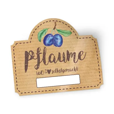Produktbild von itenga 50 x Marmeladen Etikett Pflaume 4,5x3,8cm 100% selbstgemacht Sticker