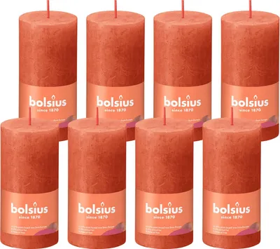 Produktbild von Bolsius Rustikkerze Shine 100/50mm Herbstliches Orange 8 Stück