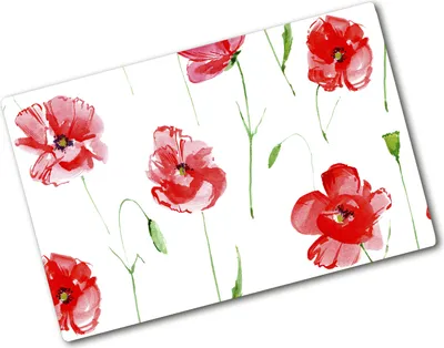 Produktbild von Tulup Glas Herdabdeckplatte - 80x52 cm - Glaskeramikkochfeld-Abdeckung Spritzschutz Glasabdeckplatte - Einteilig - Blumen & Pflanzen - Mohnblumen - Rot