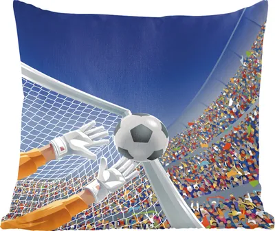 Produktbild von MuchoWow® Zierkissen Sofakissen Wohnzimmer Dekokissen 40x40 cm Eine Illustration eines Torwarts, der den Fußball stoppt - Junge - Mädchen - Kind - Foto Kissen - Schlafzimmer Dekoration