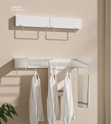 Image de Séchoir à linge mural extensible, longueur de séchage 7,14 m, 100 x 50 cm, blanc