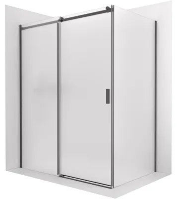 Immagine prodotto di Cabina doccia Santoro - lato sinistro - 6 mm - nera opaca, vetro satinato - 120x80 cm - scorrevole