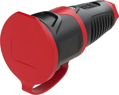 Obrázek produktu pro Uzemňovací kontaktní spojka IP54 pevná pryž + krycí lišta16A / 250V AC / 3p (2P+E)