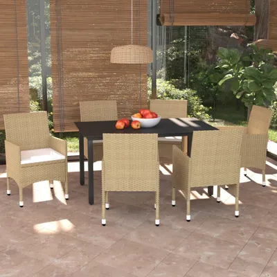 Image de Maison Exclusive - Ensemble de salon de jardin 7 pièces avec coussins, en rotin synthétique beige
