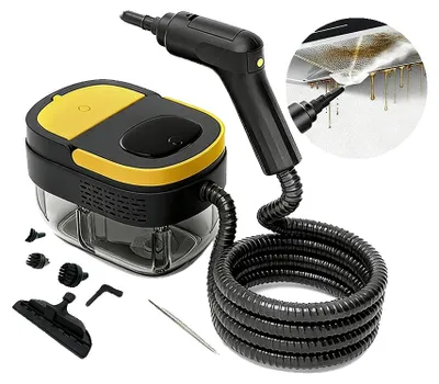 Productafbeelding van Draagbare stoomreiniger, 2500 watt vermogen, 1,6 liter waterreservoir, 3 bar druk, instelbare stoomstanden, maximale temperatuur 100°C