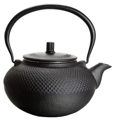 Produktbild von Gusseisen Teekanne Teebereiter Teekessel - 1,5 Liter - Schwarz - Mit Teesieb